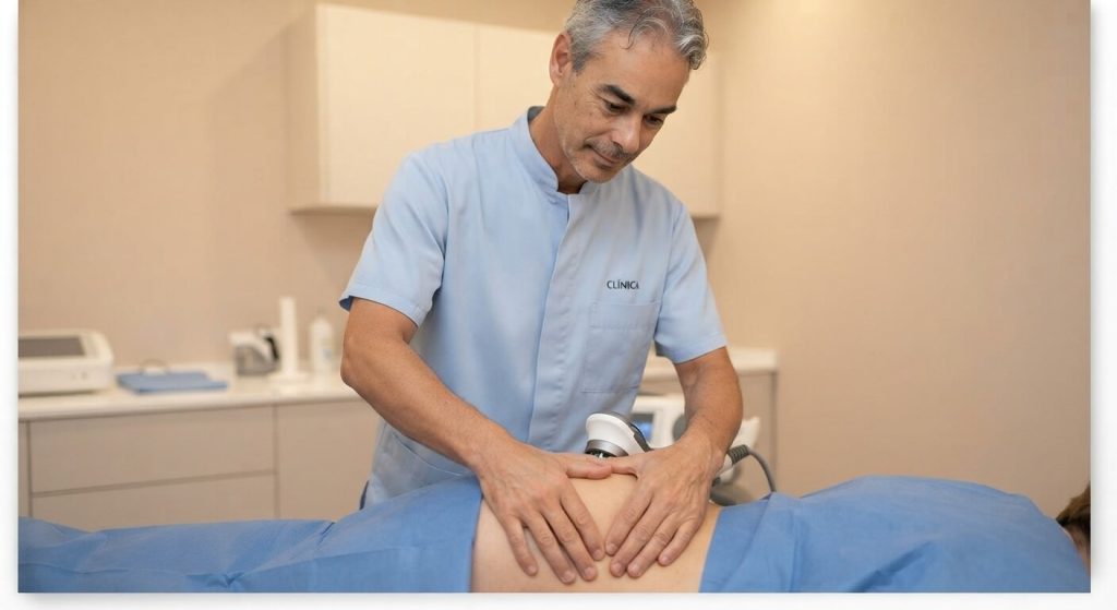 medico palpando cadera para diagnostico